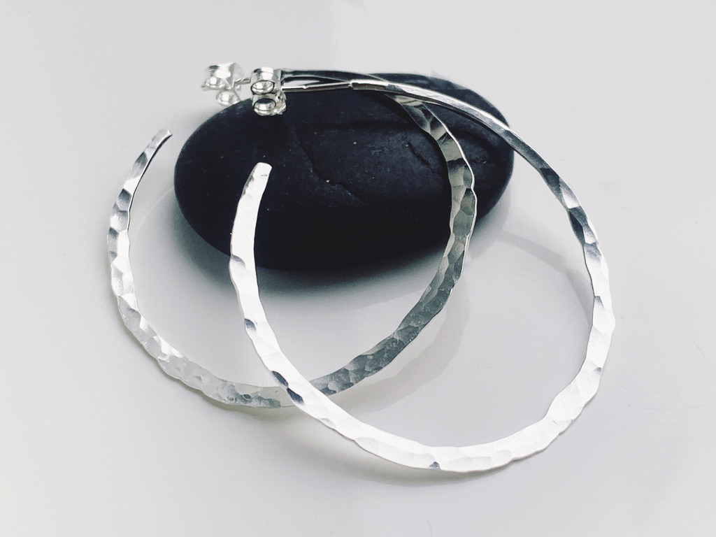 Sterling Silver Stud Hoop Earrings, handmade Urban Jewellery Design