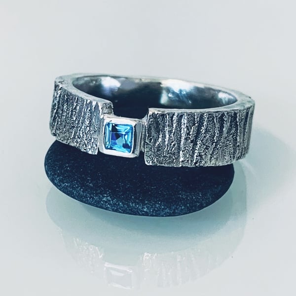 Recycled Sterling Silver London Blue Topaz Ring