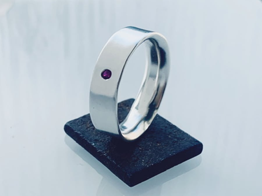 Recycled Sterling Silver Ruby Ring