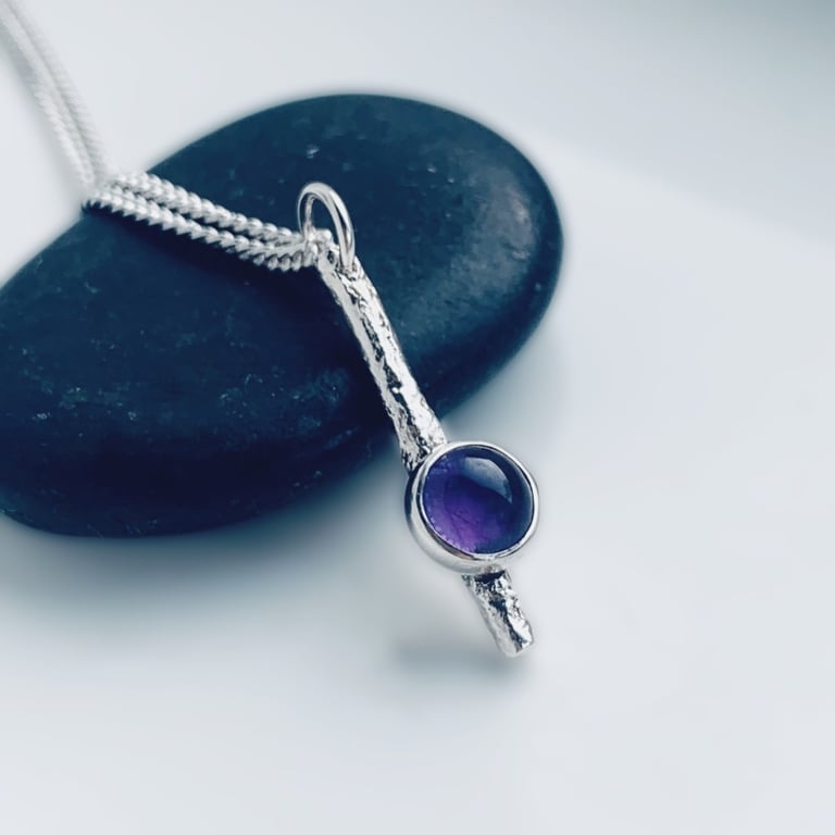 STERLING SILVER Amethyst Pendant, Handmade Urban Jewellery