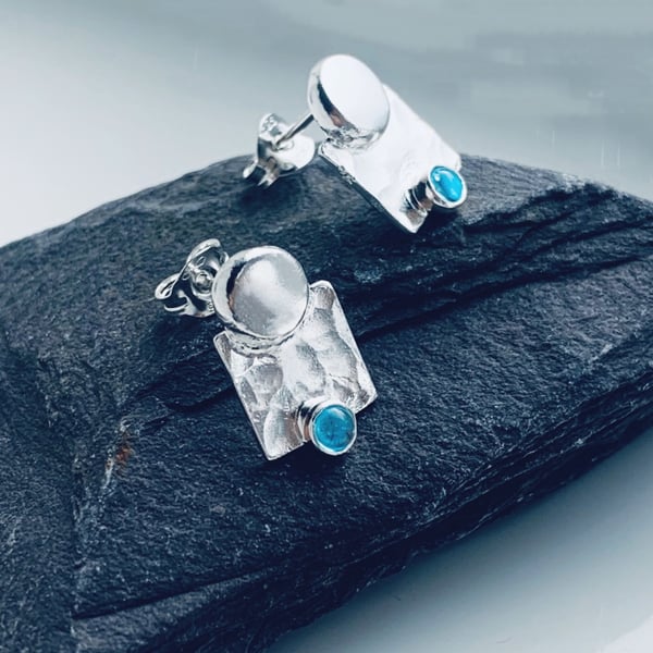 Recycled Sterling Silver Topaz Stud Earrings