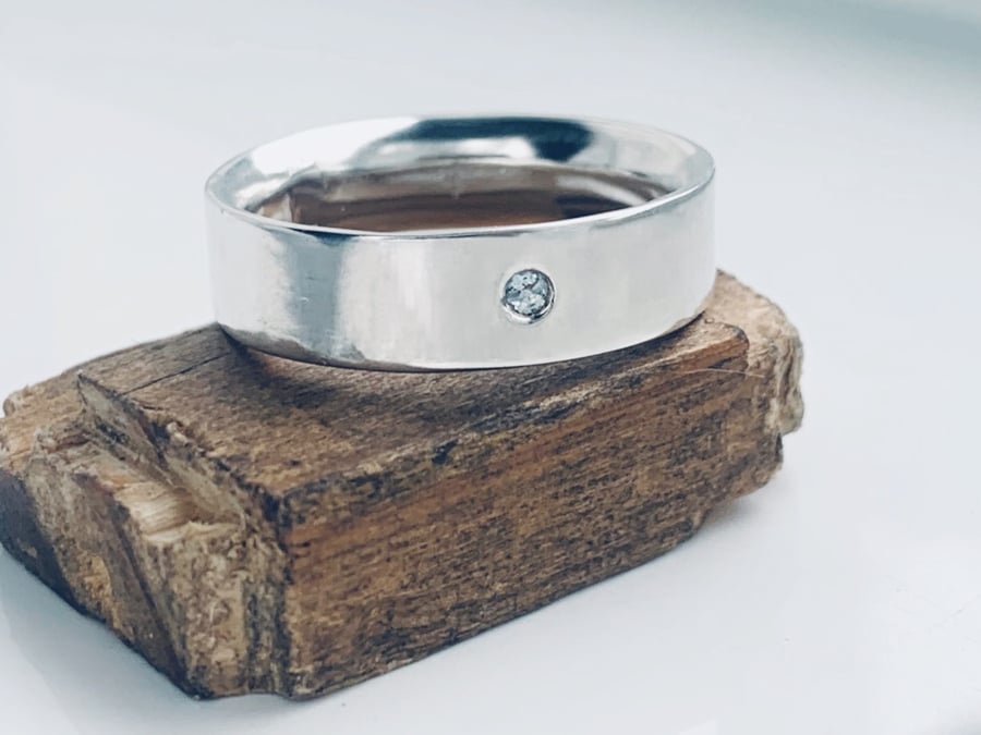 Recycled Sterling Silver Diamond Ring