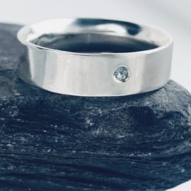 Recycled Sterling Silver Diamond Ring