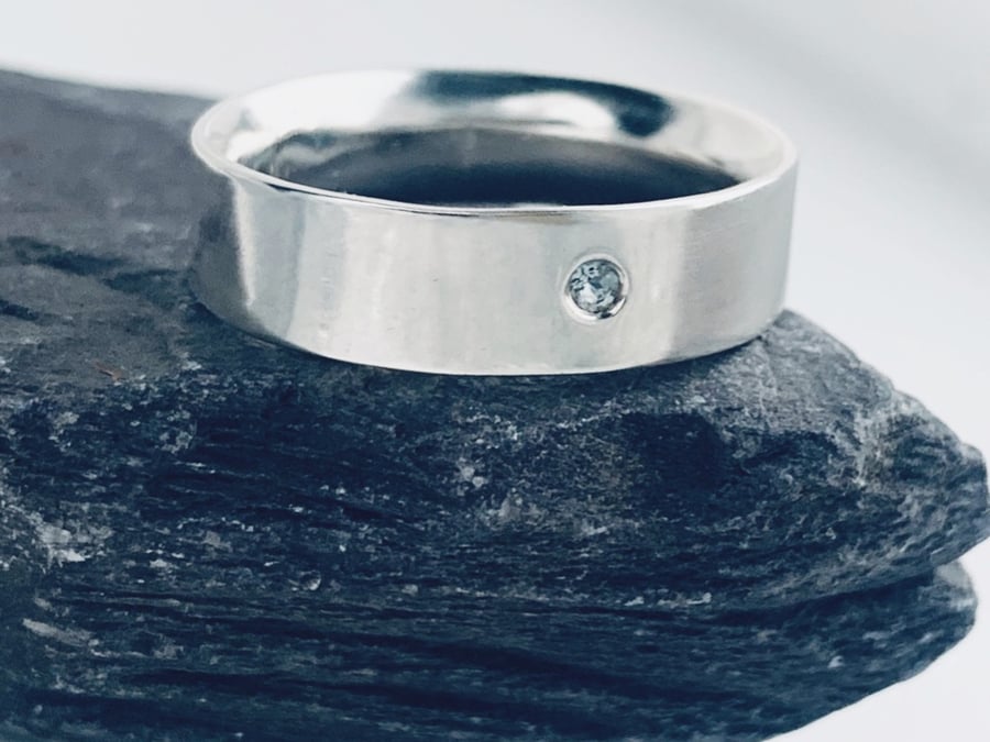 Sterling Silver Diamond Ring, Handmade Urban Design Jewellery