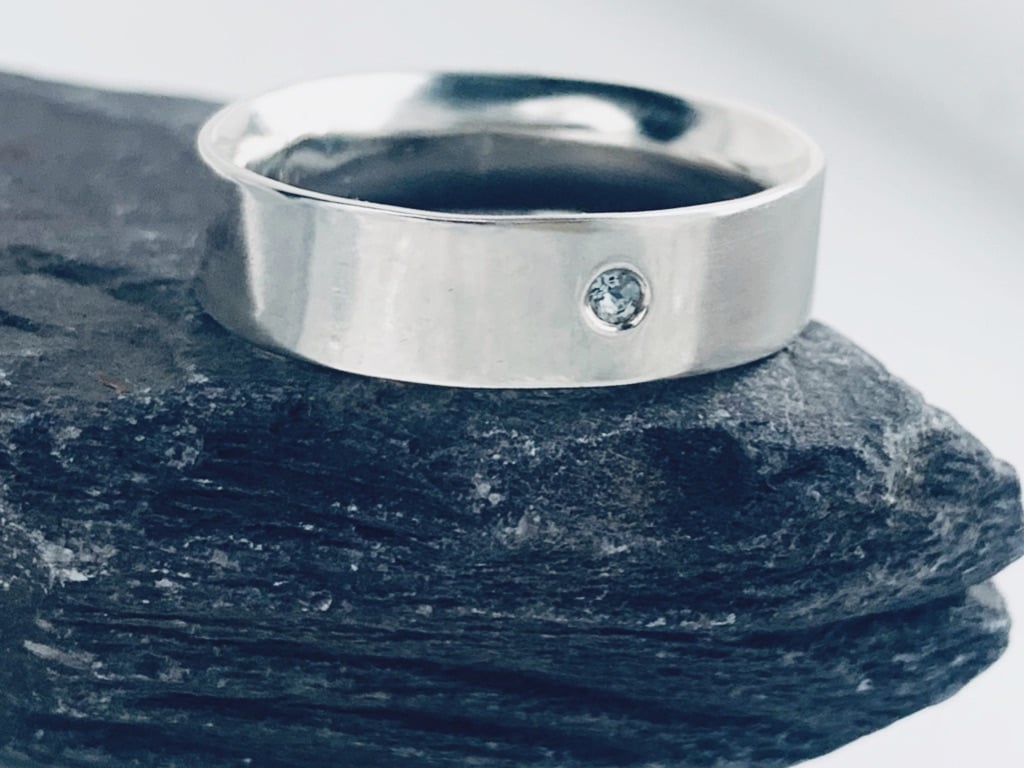 Sterling Silver Diamond Ring, Handmade Urban Design Jewellery