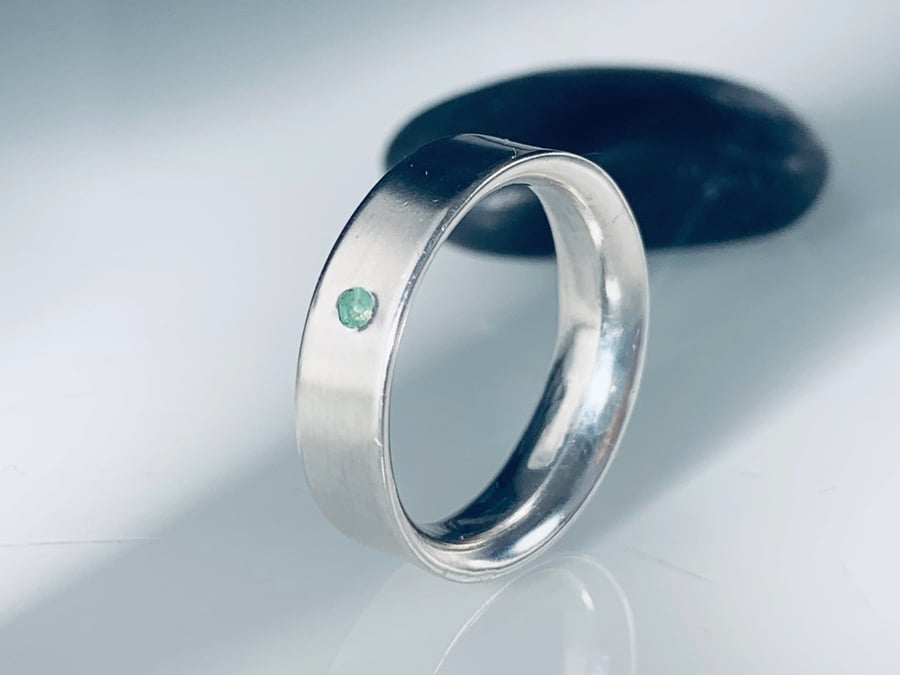 Recycled Sterling Silver Emerald Ring