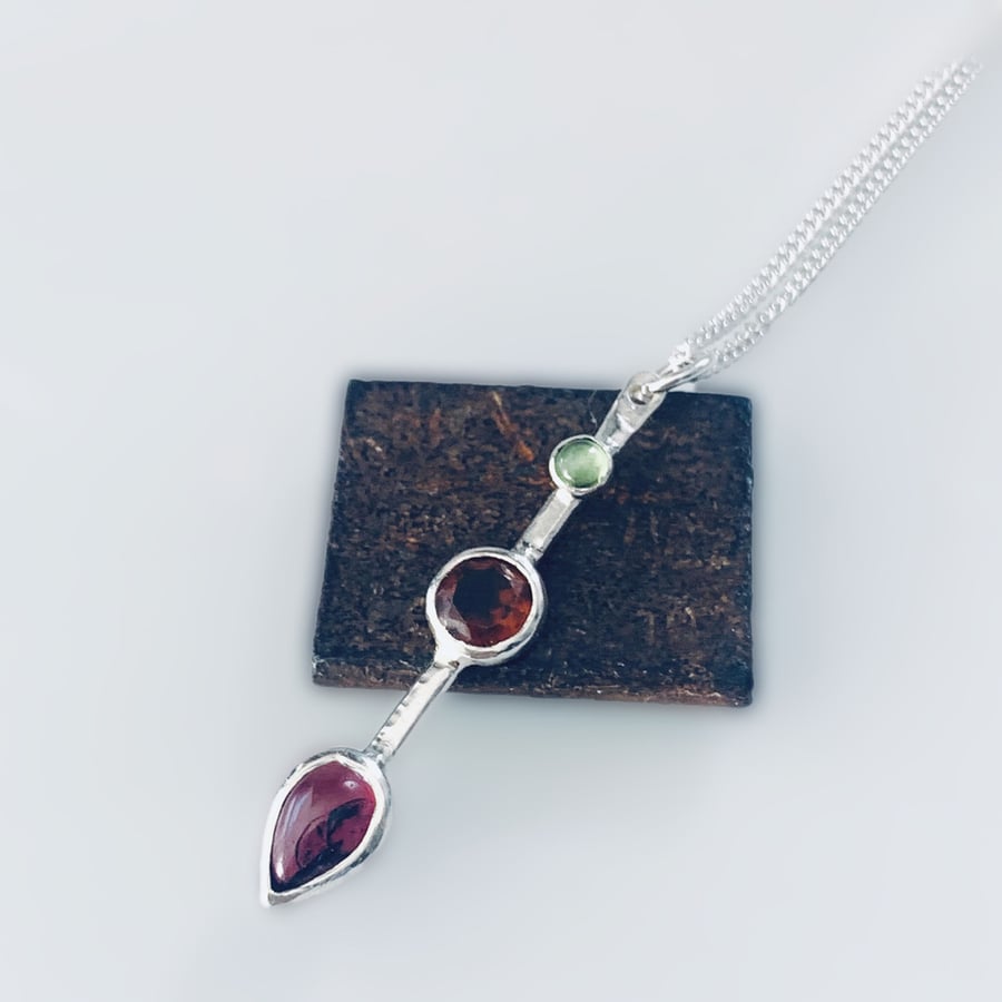 HANDMADE Recycled Sterling Silver gemstone Pendant