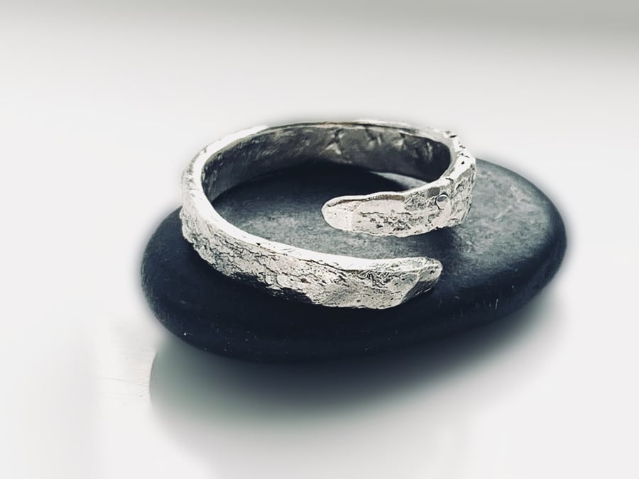 Ring Recycled Sterling Silver Textured Open ring