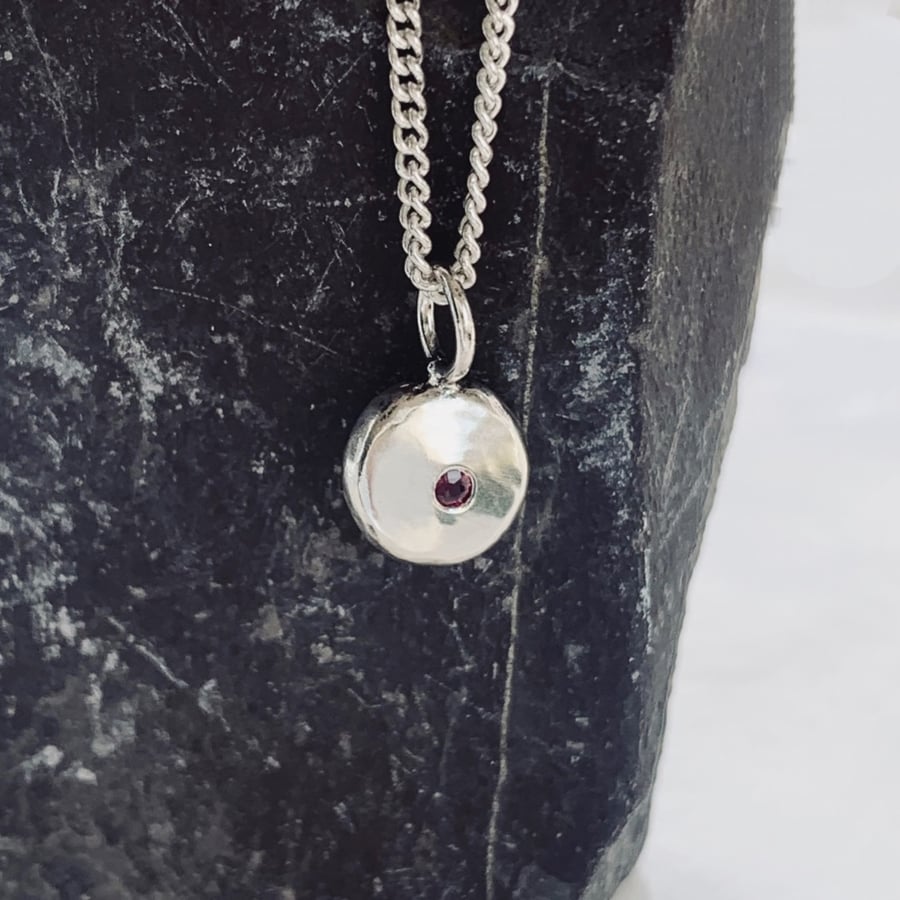 STERLING SILVER Ruby pendant, Handmade Urban Jewellery
