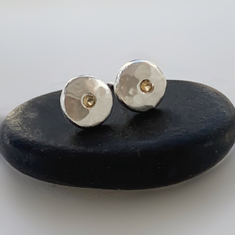 Recycled Silver earrings, silver stud earrings,pebble stud earrings 