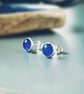 Sterling SILVER Blue Agate StudEarrings, Handmade Urban Jewellery