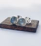 Sterling silver Labradorite stud earrings, Handmade STONE Design