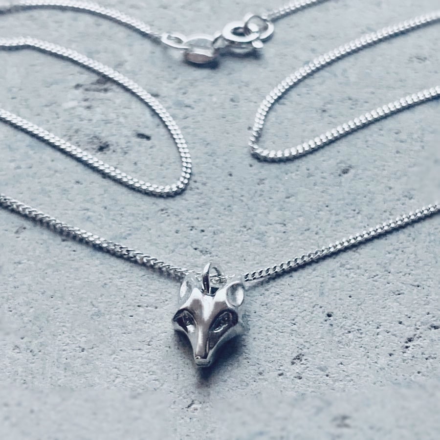 STERLING SILVER Fox Pendant, Handmade Urban Designed Jewellery