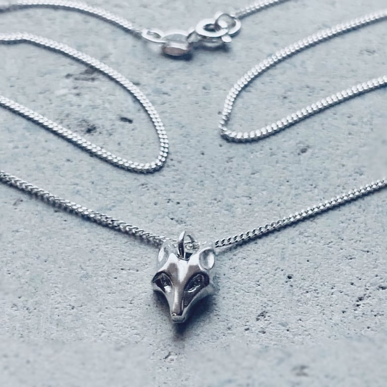 STERLING SILVER Fox Pendant, Handmade Urban Designed Jewellery