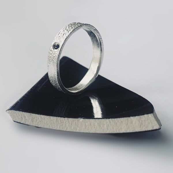 Recycled Sterling Silver Black Diamond Ring 