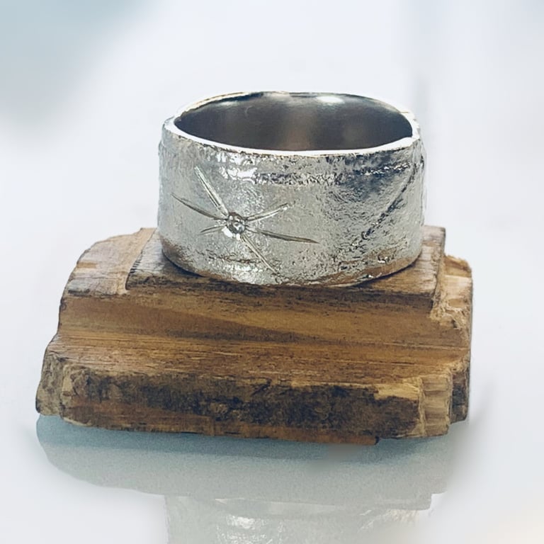 SILVER Diamond Ring, Handmade Urban Jewellery Design