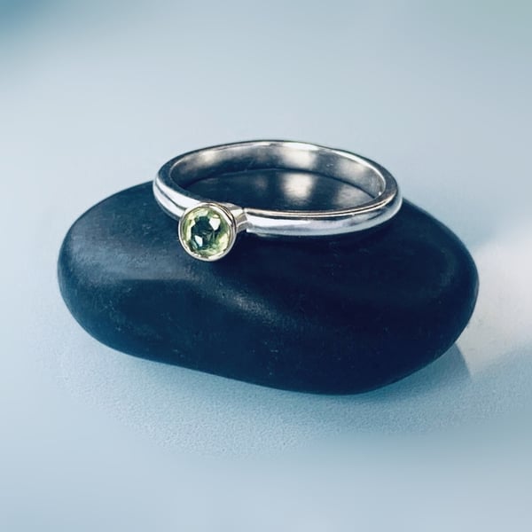 Recycled Sterling Silver & Gold Peridot Ring