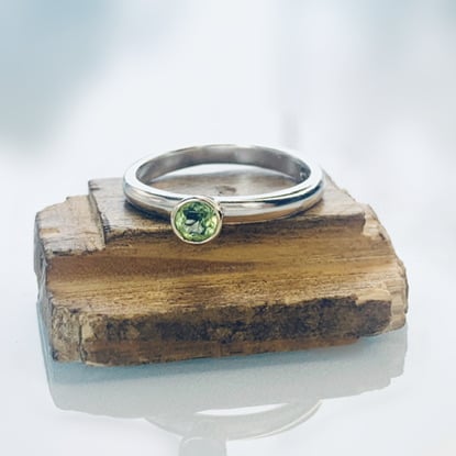 STERLING SILVER & Gold Peridot Ring, Handmade Urban Jewellery