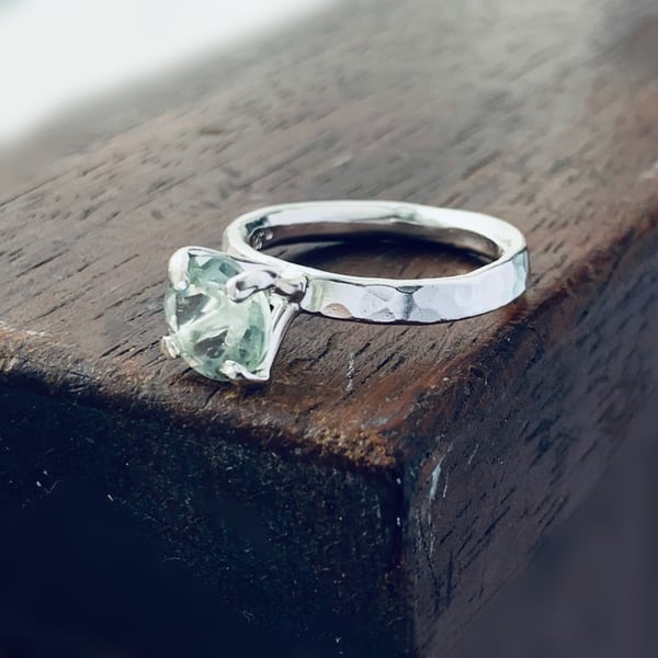  Recycled Sterling Silver Aquamarine Quartz Solitaire Ring