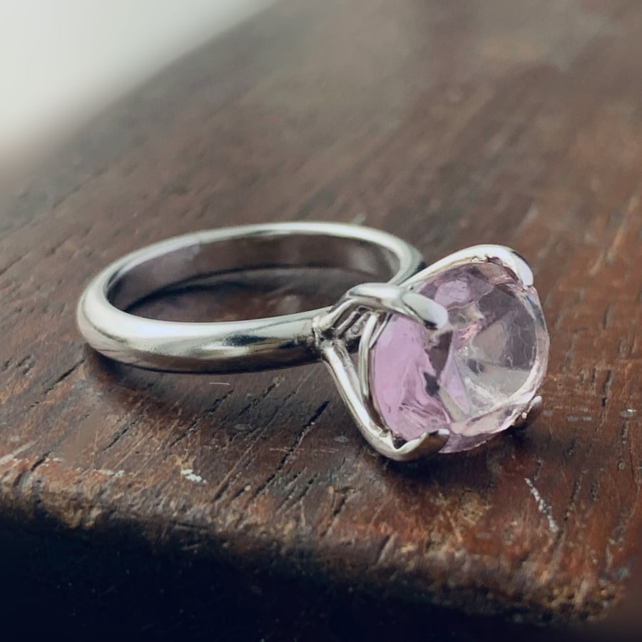 HANDMADE Recycled Sterling Silver Amethyst Ring