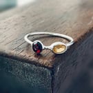 Recycled Sterling Silver Citrine and Garnet Ring