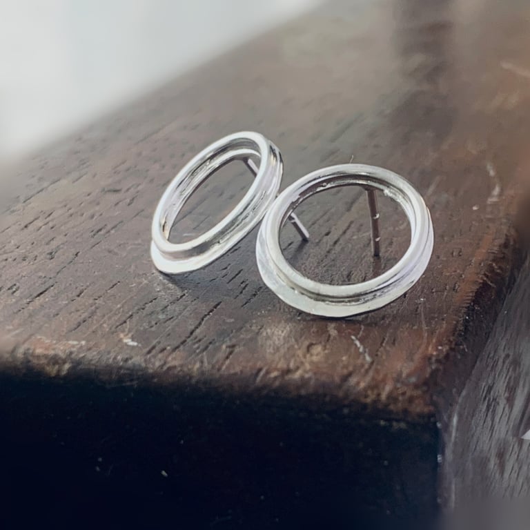 Sterling Silver STUD Hoop Earrings, Handmade,Urban Design Jewellery