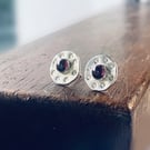 Sterling Silvefr STUD Garnet Stud Earrings, Handmade Urban  Jewellery