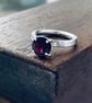  Recycled Sterling Silver Garnet Solitaire Ring