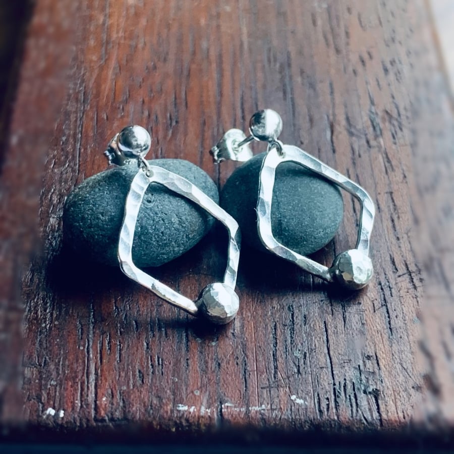 Recycled Handmade Sterling Silver Drop Earrings