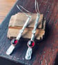  SILVER Drop garnet and moonstone earrings, Handmade Urban Design 