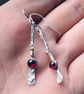 Sterling Silver garnet and moonstone earrings, Handmade Urban Design WEDDING