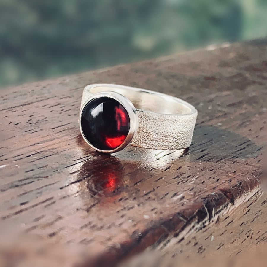 Recycled Sterling Silver Garnet Ring