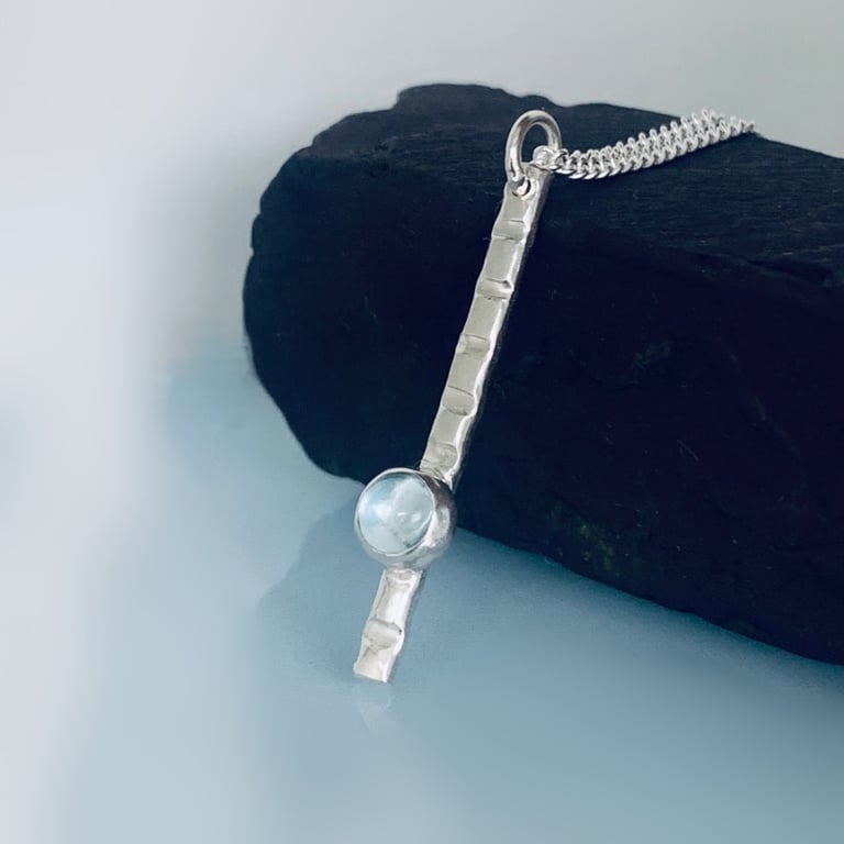 Sterling Silver Topaz Pendant, Handmade Urban Design Jewellery