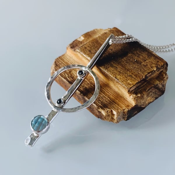 Recycled Sterling Silver topaz Pendant    