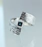 MONDAY BLUES SALE Heat Fire Textured Topaz SILVER Ring, Handmade Urban Jewellery