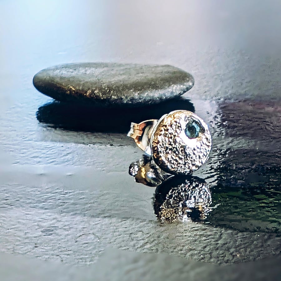 STERLING SILVER Single Topaz Stud Earring, Handmade Urban Jewellery