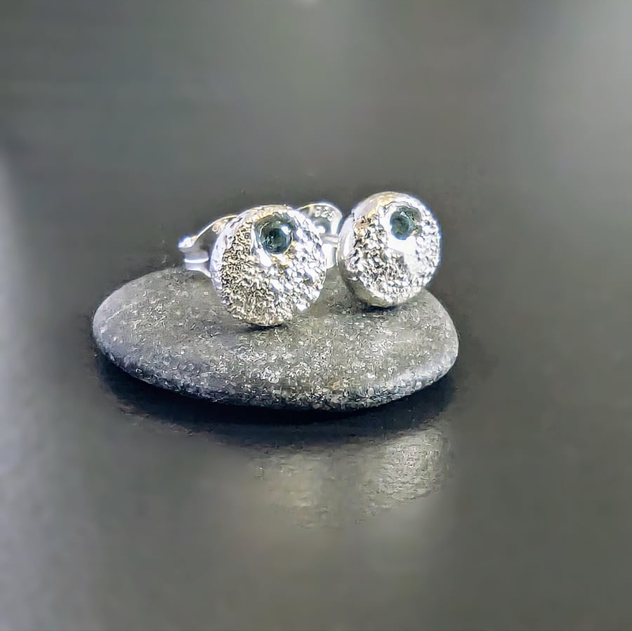 STERLING SILVER Swiss Blue Topaz Stud Earring