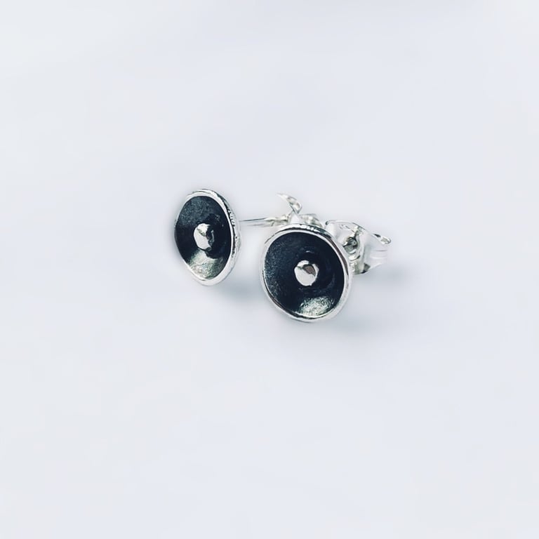 STERLING SILVER Oxidised Stud Earrings, Handmade Urban Jewellery