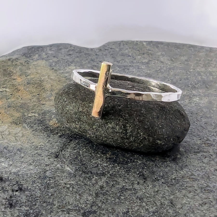 Sterling Silver and 9 carat Gold Ring, Handmade Urban Designed Jewellery