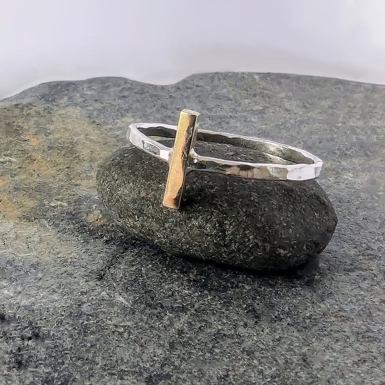Sterling Silver and 9 carat Gold Ring, Handmade Urban Designed Jewellery