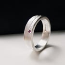 Sterling Silver Textured Natural Ruby Ruby Ring Handmade Urban Jewellery UNISEX