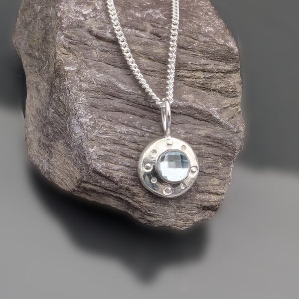 Recycled Handmade Sterling Silver Topaz Pendant