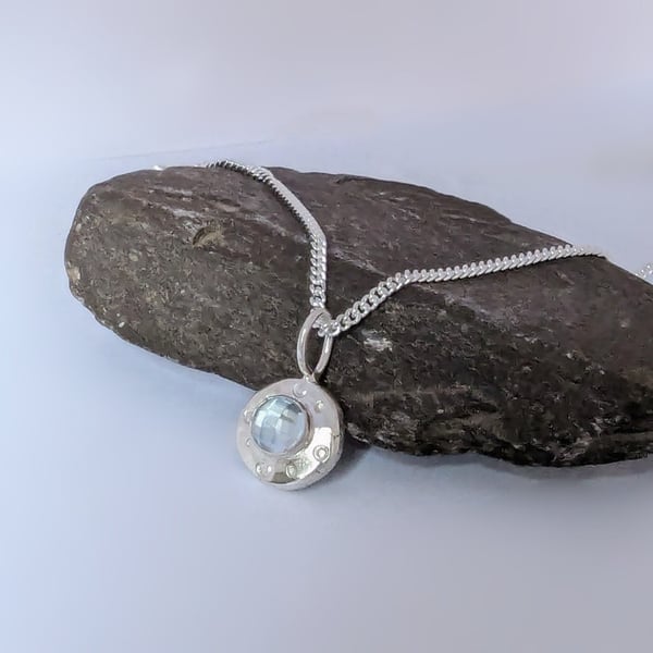 Recycled Handmade Sterling Silver Topaz Pendant