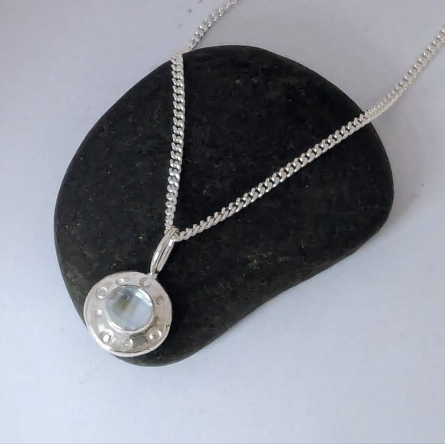 Recycled Handmade Sterling Silver Topaz Pendant, Handmade Urban Jewellery