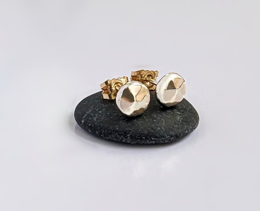 GOLD Recycled Solid 9 carat Gold  Stud Earrings, Handmade Urban Jewellery