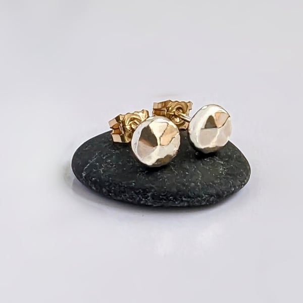 GOLD Recycled Solid 9 carat Gold  Stud Earrings, Handmade Urban Jewellery