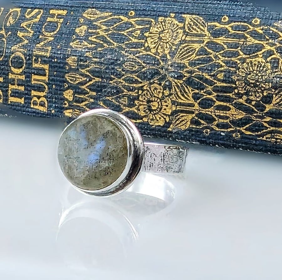 Recycled HANDMADE Sterling Silver Labradorite Ring