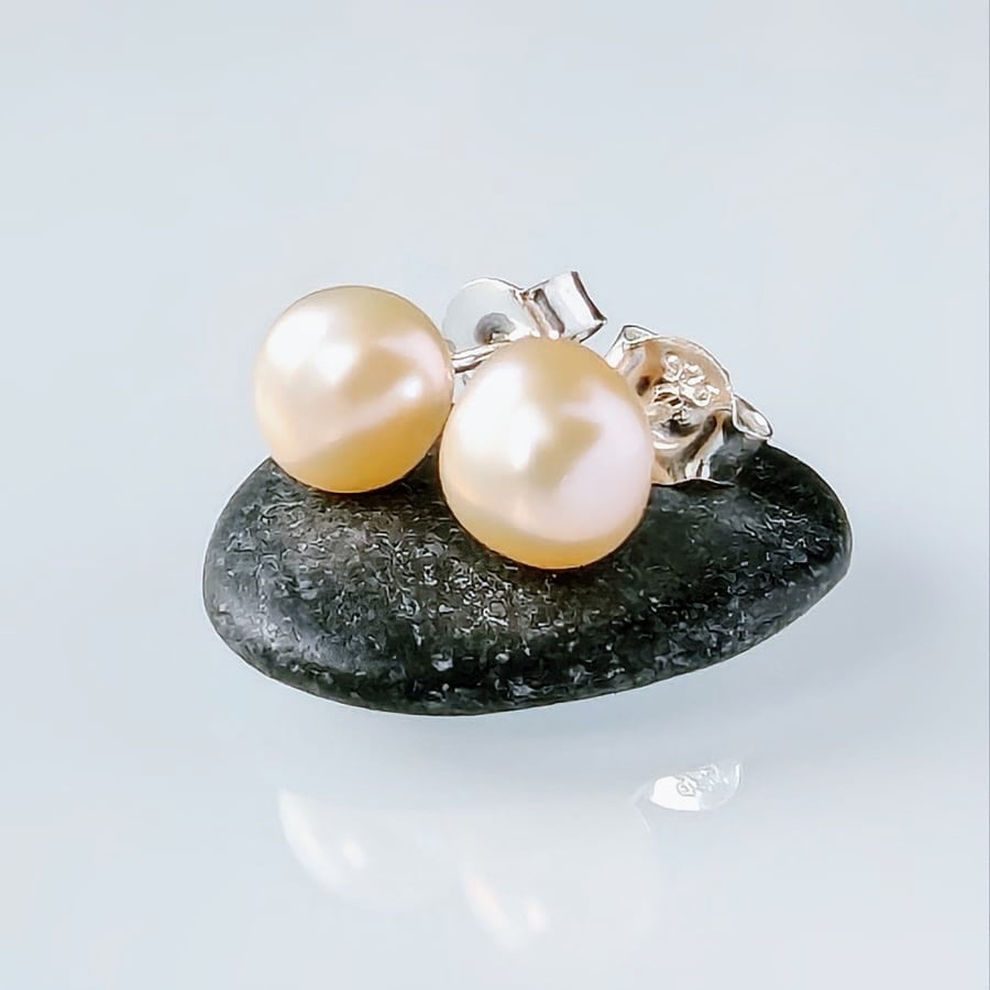 Baroque pearl sterling silver stud earrings 