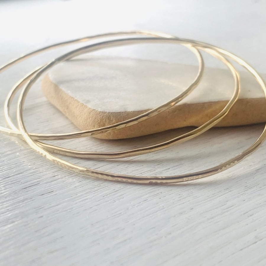 Solid 9 carat Gold textured Bangles