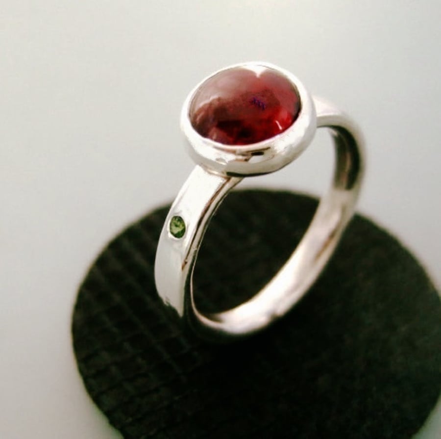 Sterling Silver Garnet Tourmaline Ring, Handmade Urban Jewellery Design